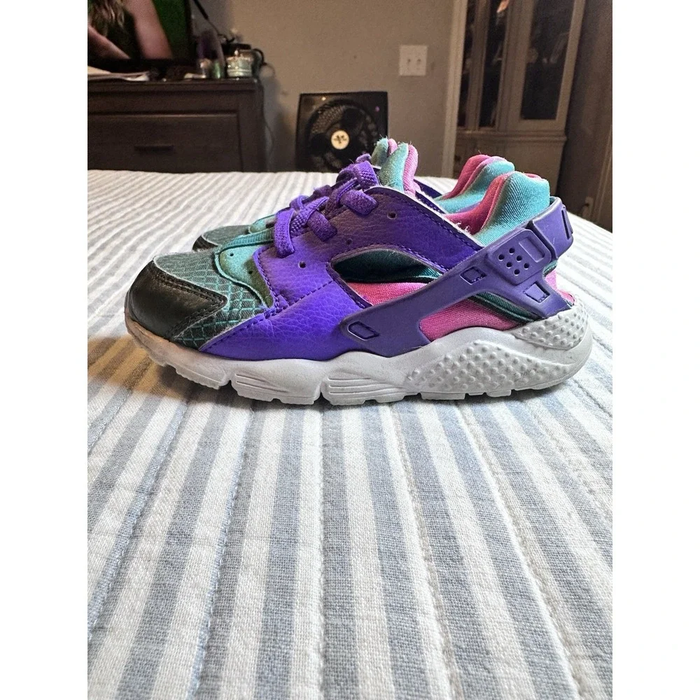 Nike Air Huarache Run GS Sneakers Purple Teal Pink Kids Size 10C‎ 318429-300